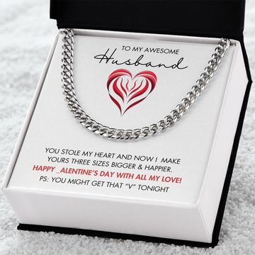 To My Awesome Husband - You Stole My Heart - Cuban Necklace