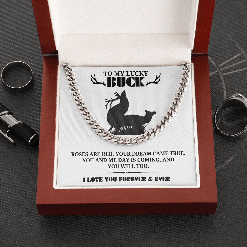 To My Lucky Buck - Roses Are Red - Cuban Necklace