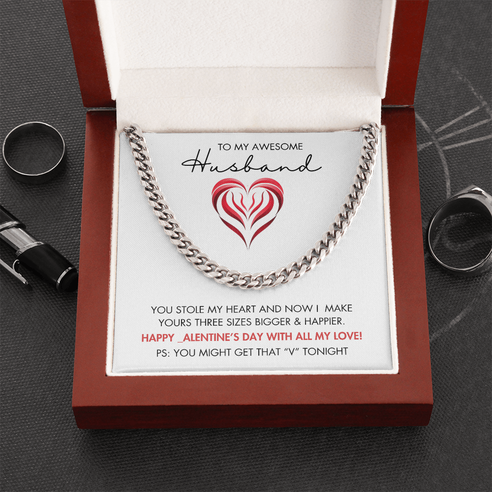 To My Awesome Husband - You Stole My Heart - Cuban Necklace