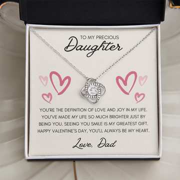 To My Precious Daughter - Always Be In My Heart -  Love Knot Necklace