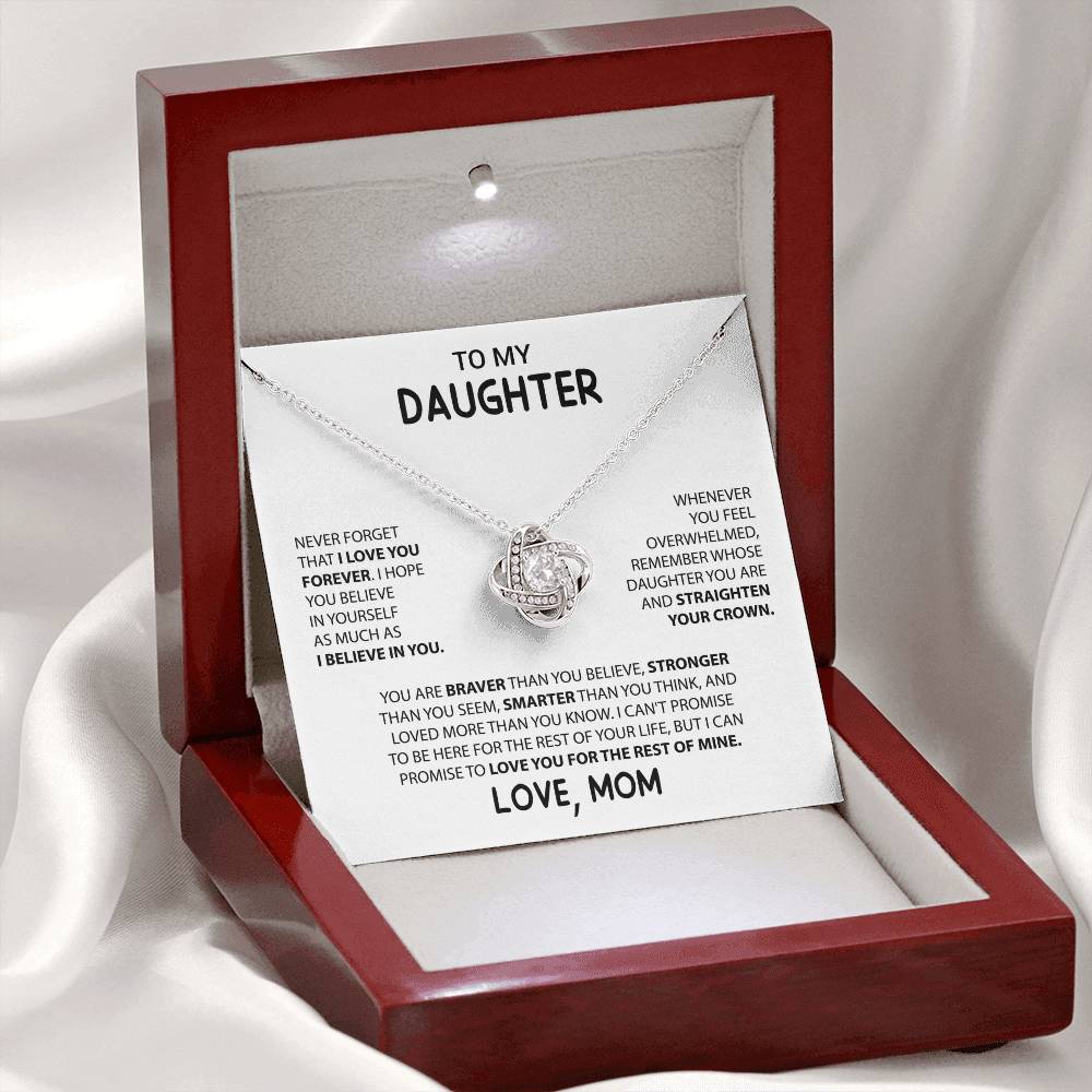 To My Daughter - Never Forget That I Love You -  Love Knot Necklace