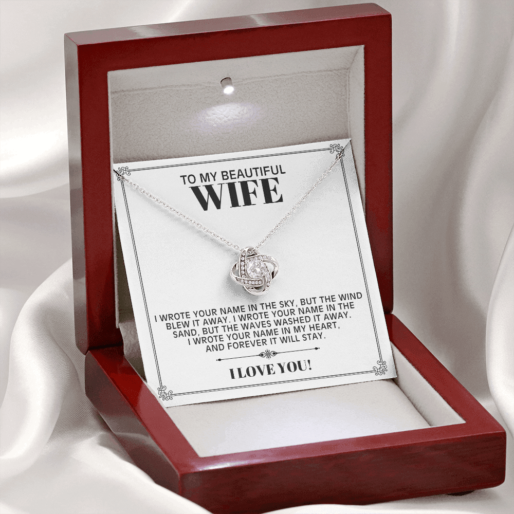 To My Beautiful Wife - Forever Stays In My Heart - Love Knot Necklace