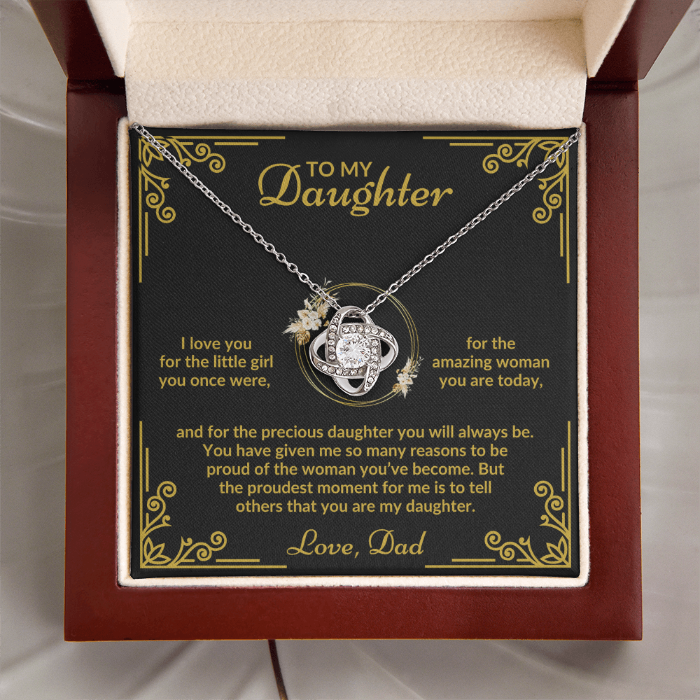 To My Daughter - My Proudest Moment - Love Knot Necklace