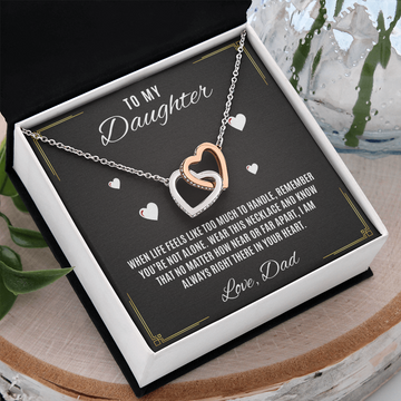 To My Daughter - You're Not Alone - Interlocking Heart Necklace